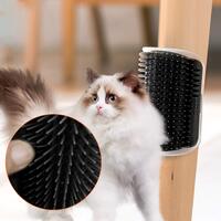 Cat Self Groomer Catnip  Dog Cat Toy Corner Groomer Wall Corner Scratcher Comb Grooming Massage Brush Black thumbnail