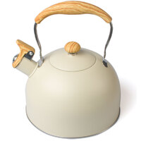 2.5 Liter Tea Whistling Kettle Stainless Steel Modern Whistling Tea Pot for Stovetop Cream thumbnail