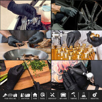 100x Nitrile Black Industrial Mechanic Tattoo Food Disposable Gloves Medium thumbnail