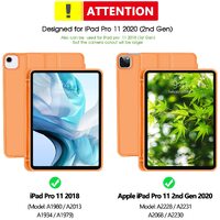 iPad Pro 11 Inch 2020 Soft Tpu Smart Premium Case Auto Sleep Wake Stand Cover Pencil holder Orange thumbnail