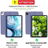 iPad Pro 11 Inch 2020 Soft Tpu Smart Premium Case Auto Sleep Wake Stand Cover Pencil holder Purple thumbnail