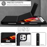 iPad Pro 11 Inch 2020-2022 Soft Tpu Smart Premium Case Auto Sleep Wake Stand Clear Cover Pencil holder Black thumbnail