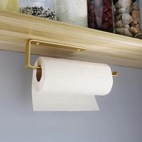 Gold Kitchen Bathroom Paper Holder Towel Holder Self Adhesive or Screw Mount 31cm thumbnail