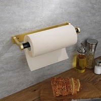 Kitchen Paper Holder Under Cabinet Screw Wall Mount Adhesive Paper Towel Holder Rectangle Gold thumbnail