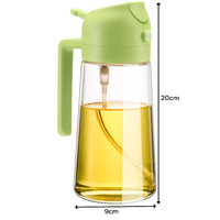 600ml 2 in 1 Glass Oil Sprayer Dispenser Kitchen Sprayz Cooking Baking Oil Bottle BBQ Spray Green thumbnail