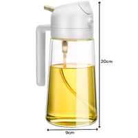 600ml 2 in 1 Glass Oil Sprayer Dispenser Kitchen Sprayz Cooking Baking Oil Bottle BBQ Spray White thumbnail