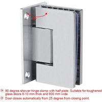 90 Degree Glass Door Cupboard Showcase Cabinet Clamp Glass Shower Doors Hinge 304 Steel thumbnail