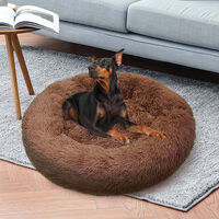 Pet Dog Bedding Warm Plush Round Comfortable Nest Sleeping kennel Coffee M 70cm thumbnail