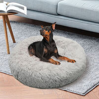 Pet Dog Bed Bedding Warm Plush Round Comfortable Dog Nest Light Grey M 70cm thumbnail