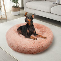 Pet Dog Bedding Warm Plush Round Comfortable Nest Comfy Sleep kennel Pink M 70cm thumbnail