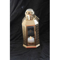 Gold Metal Miners Lantern Summer Xmas Wedding Home Party Room Balconey Deck Decoration 21cm Tealight Candle thumbnail