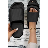 Black Hollow-out Thick Soled Slip On Slippers - 39 EU thumbnail
