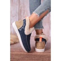 Blue Suede Stitching Patchwork Plush Lined Anklet Boots - 37 EU thumbnail