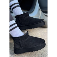 Black Faux Fur Lined Suede Ankle Snow Boots - 40 EU thumbnail