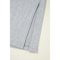 Light Grey Split Long Cardigan and Skinny Pants Lounge Set - L thumbnail