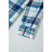 Blue Plaid Print Shirt and Shorts 2Pcs Lounge Set - S thumbnail
