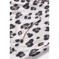 Khaki Leopard Print Drawstring Hoodie and Skinny Pants Lounge Set - L thumbnail