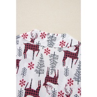 White Christmas Deer Printed Shirt and Shorts Lounge Set - S thumbnail