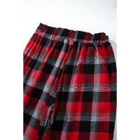 Red Christmas Checkered Pattern Loose Shirt and Pants Lounge Set - S thumbnail