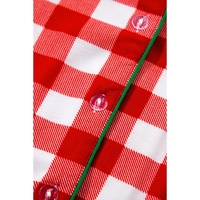 Fiery Red Christmas Plaid Print Shirt and Pants Pajama Set - S thumbnail
