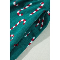 Green Christmas Candy Cane Printed Top and Pants Lounge Set - L thumbnail