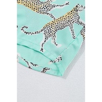 Green Leopard Satin Ruffle Pajama Short Set - L thumbnail