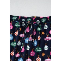 Navy Blue Colorful Christmas Lights Print Shirt and Pants Pajama Set - L thumbnail