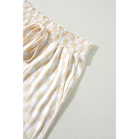 Beige Checkered Print Long Sleeve Top and Pants Lounge Set - L thumbnail