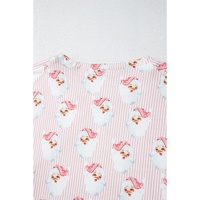 Pink Santa Claus Striped Print Loose Fit Two Piece Lounge Set - 2XL thumbnail