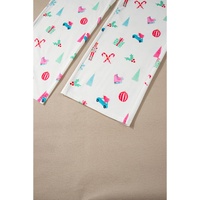 White Christmas Print Lapel Shirt and Pants Sleepwear - M thumbnail