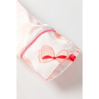 White Bow Knot Print Lapel Collar Wide Leg Satin Pajama Set - L thumbnail