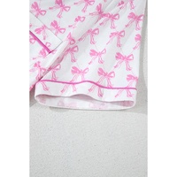 Pink Bowknot Printed Short Sleeve and Ruffled Shorts Valentines Pajama Set - XL thumbnail