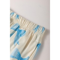 Yellow Bow Printed Short Sleeve Shirt Shorts Pajama Set - L thumbnail