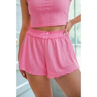 Bonbon Delicate Texture Cropped Cami Shorts and Cardigan 3pcs Lounge Set - L thumbnail