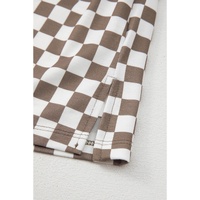 Brown Checkered Top and Short Casual 2pcs Set - XL thumbnail