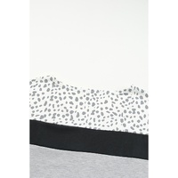 Gray Leopard Colorblock Patchwork Pullover and Shorts Set - M thumbnail