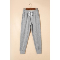Gray Drawstring Hoodie and High Waist Pants Lounge Set - L thumbnail