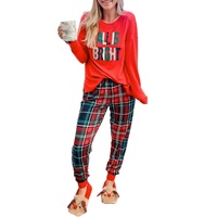 Multicolor ALL IS BRIGHT Graphic Christmas Plaid Pajamas Set - S thumbnail