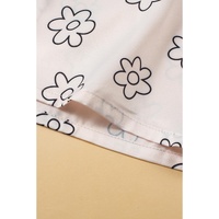 Beige Floret Printed Pajama Shorts Set - XL thumbnail