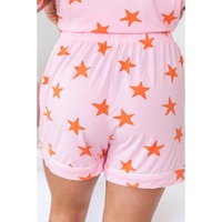 Pink Stars Short Sleeve Shirt and Shorts Bamboo Pajama Set - S thumbnail