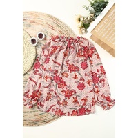 Azura Exchange Printed Split V Neck Blouse - S thumbnail