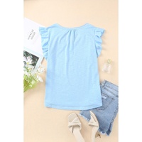 Azura Exchange Solid V Neck Butterfly Sleeve Tee - S thumbnail