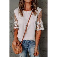 Azura Exchange Lace Sleeve Patchwork Top - L thumbnail