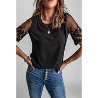 Azura Exchange Lace Sleeve Patchwork Top - M thumbnail