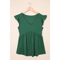 Azura Exchange Flounce Sleeve V Neck Babydoll Top - M thumbnail