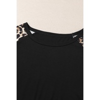 Azura Exchange Leopard Patchwork Ruffled Sleeve Top - S thumbnail