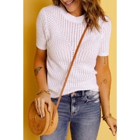 Azura Exchange Knitted Hollow-out Short Sleeve T Shirt - 2XL thumbnail