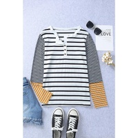 Azura Exchange Stripe Button Henley Top - M thumbnail