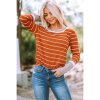Azura Exchange Color Block Rib Knit Striped Pullover - XL thumbnail