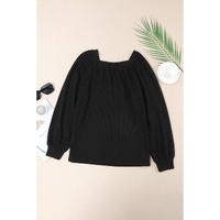 Azura Exchange Puff Sleeve Waffle Knit Top - S thumbnail